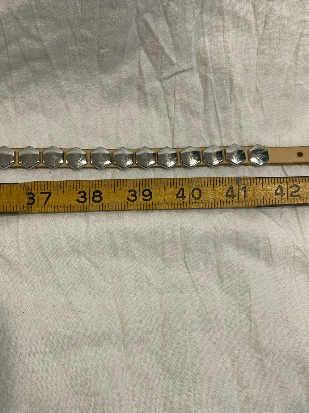Leather Silver Hexagon Studded Wrap Belt Western Boho Y2K Tan